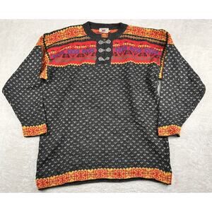 Vintage BOUVIAC NORDIC Norway Jumper Pullover Sweater 100% Wool Men Size L